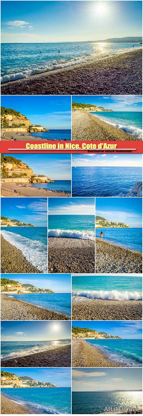 Coastline in Nice, Cote d'Azur, French Riviera, France