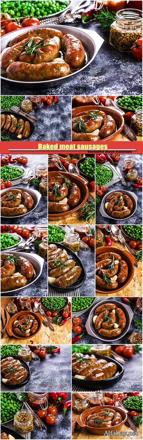 Baked meat sausages