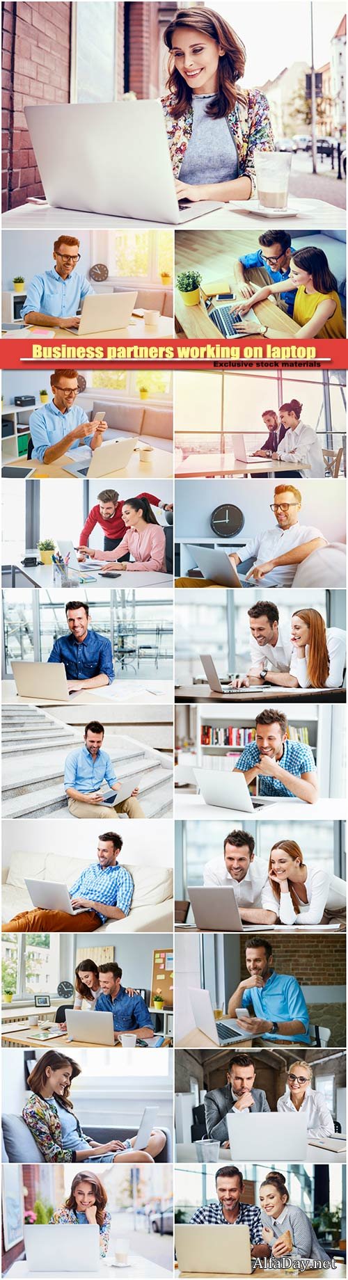Business partners working on laptop