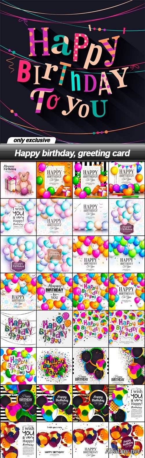 Happy birthday, greeting card - 36 EPS