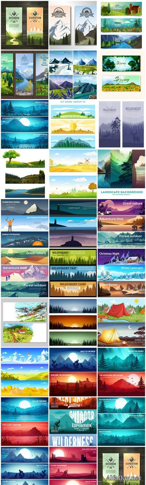 Nature Landscape Banners - 30 Vector