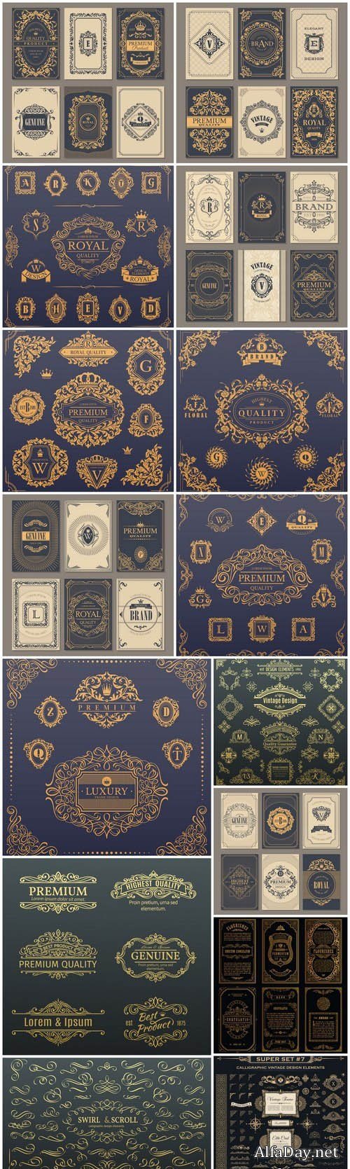 Vintage Calligraphic Design Elements - 15 Vector