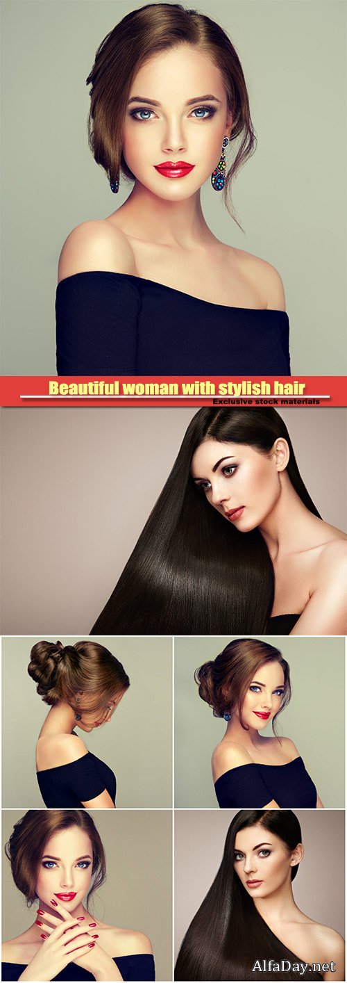 Beautiful woman with stylish hair and bright make-up
