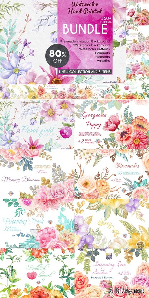 ����������� ����� � PNG - ������� / FLORAL BUNDLE - 912043