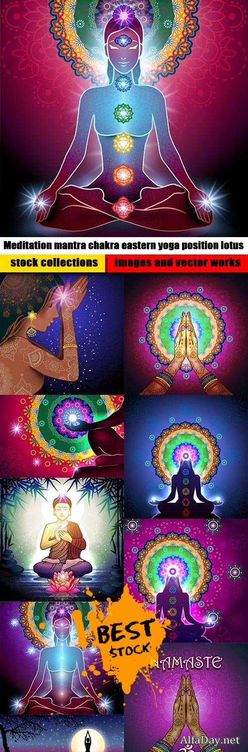 Meditation mantra chakra eastern yoga position lotus
