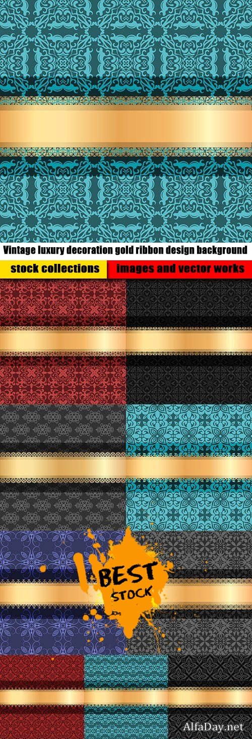 Vintage luxury decoration gold ribbon design background