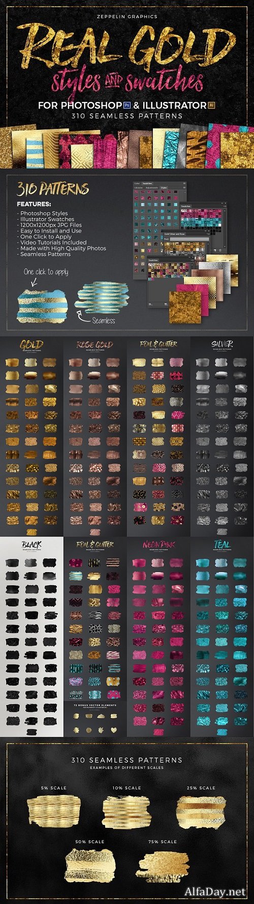 300+ Gold Glitter & Foil Styles 1372410
