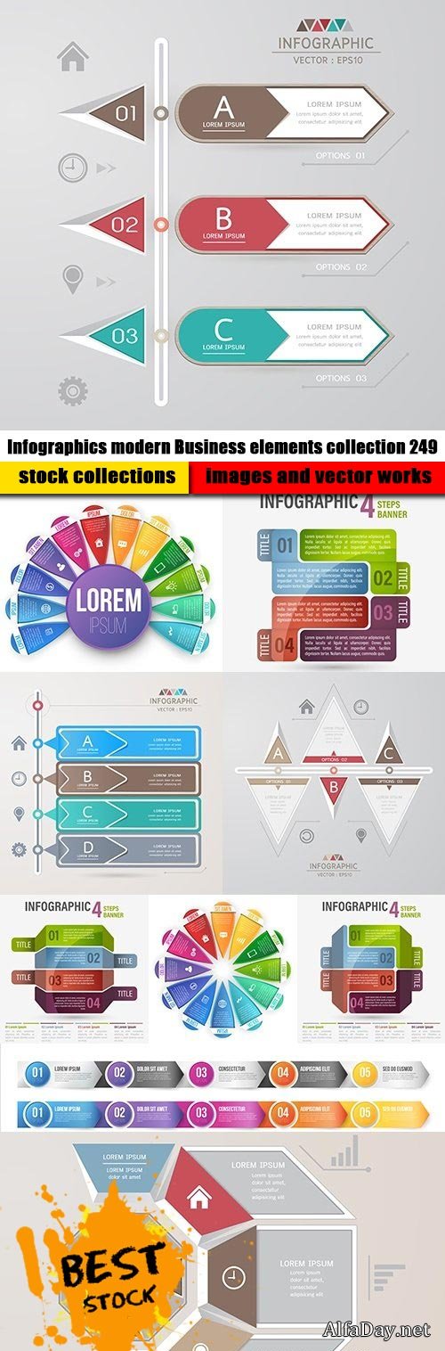 Infographics modern Business elements collection 249