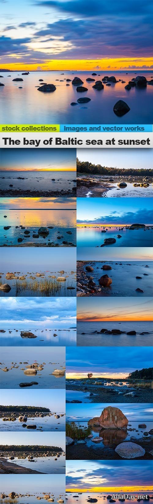 The bay of Baltic sea at sunset, 15 x UHQ JPEG