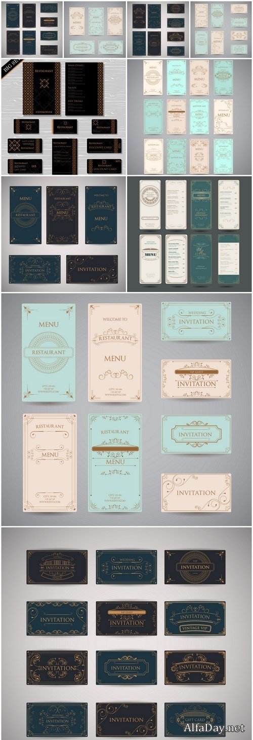 Decorative Vintage Retro Card - 10 Vector