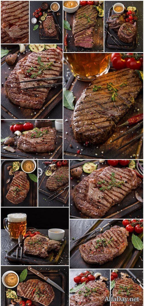Beef Steak on Wooden Table 3 - 15xUHQ JPEG