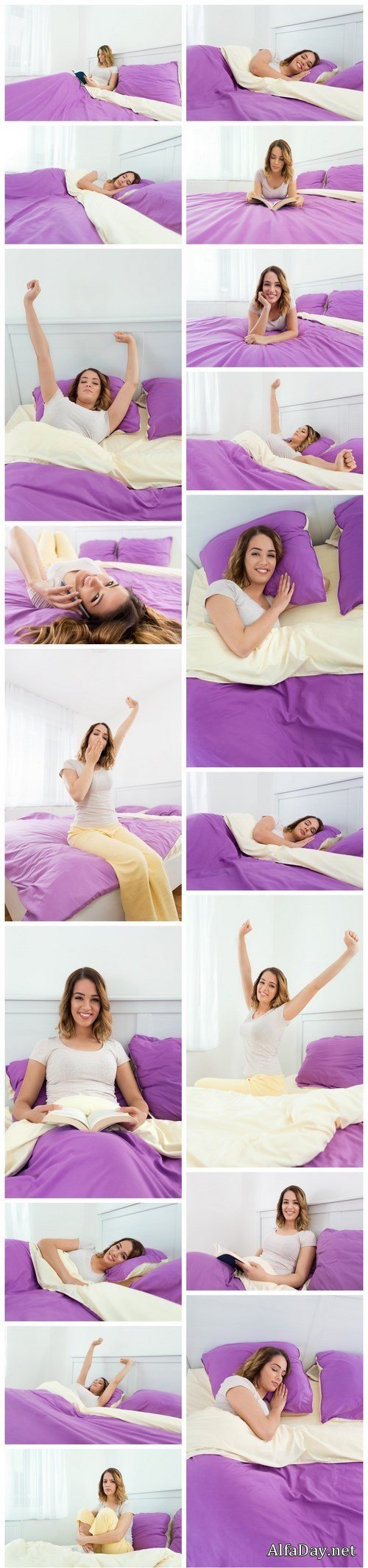 Beautiful young woman is sleeping in bed - 20xUHQ JPEG