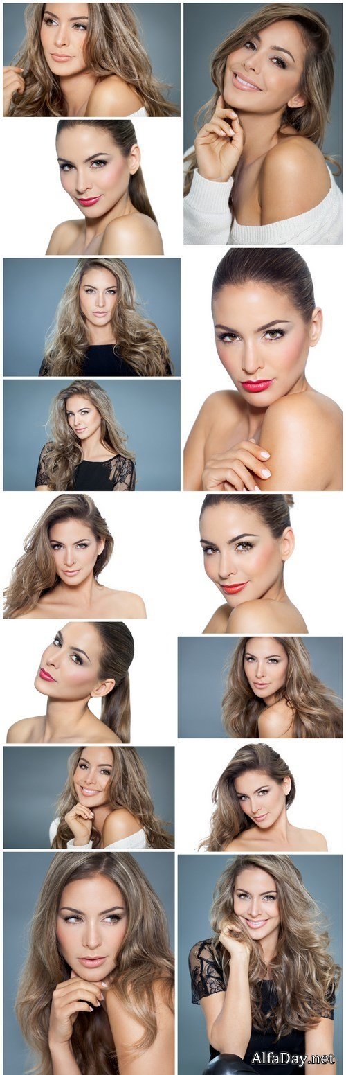 Smiling beautiful woman in studio - 14xUHQ JPEG