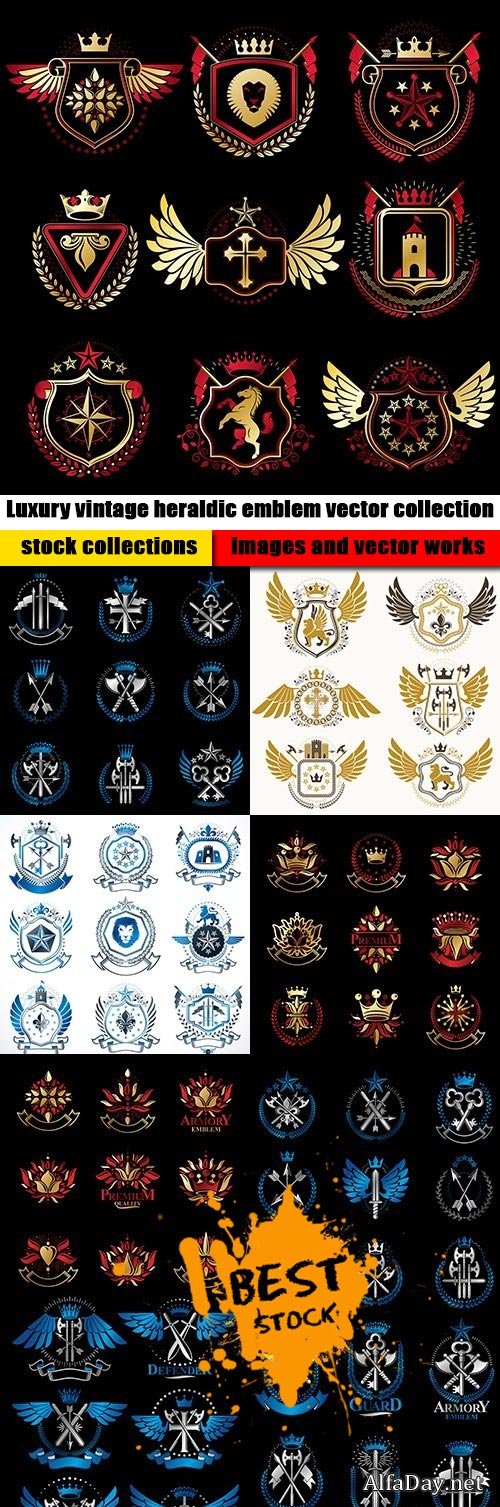 Luxury vintage heraldic emblem vector collection