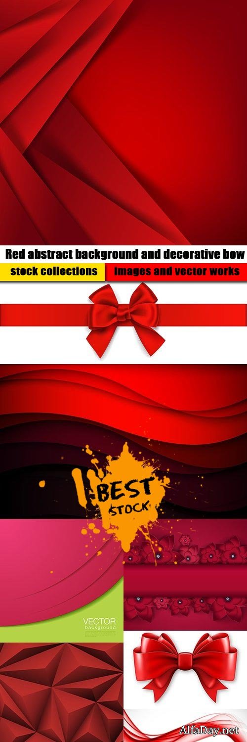 Red abstract background and decorative bow