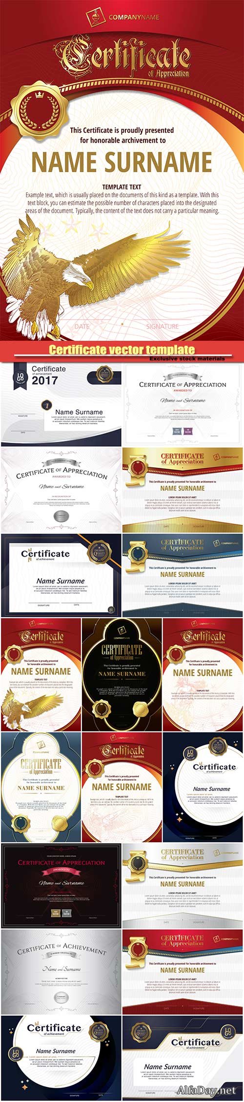 Certificate vector template with golden beige