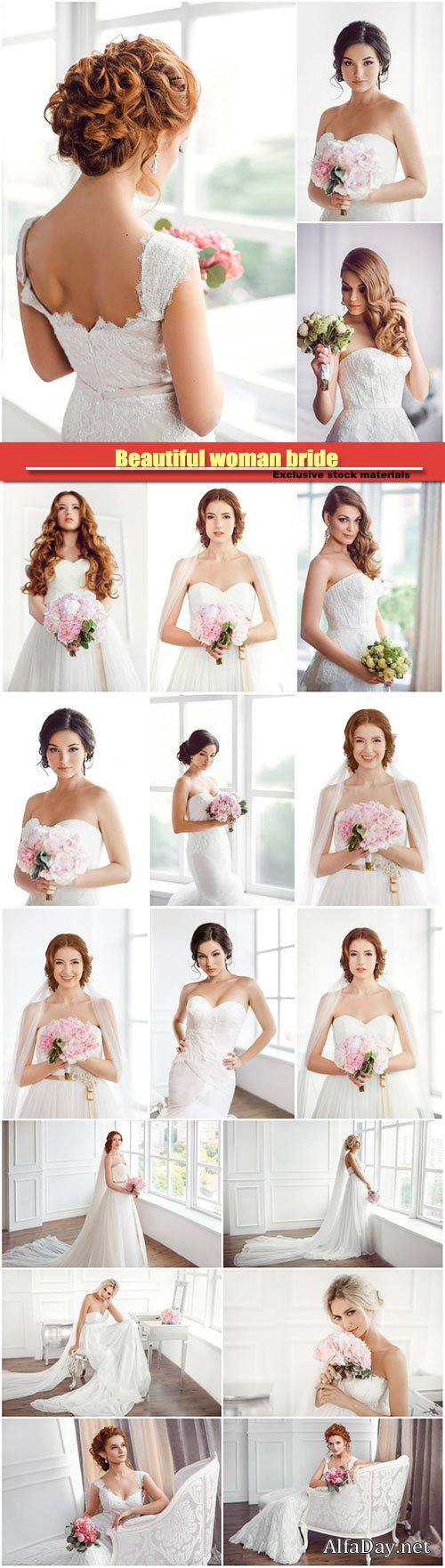 Beautiful woman bride with wedding bouquet