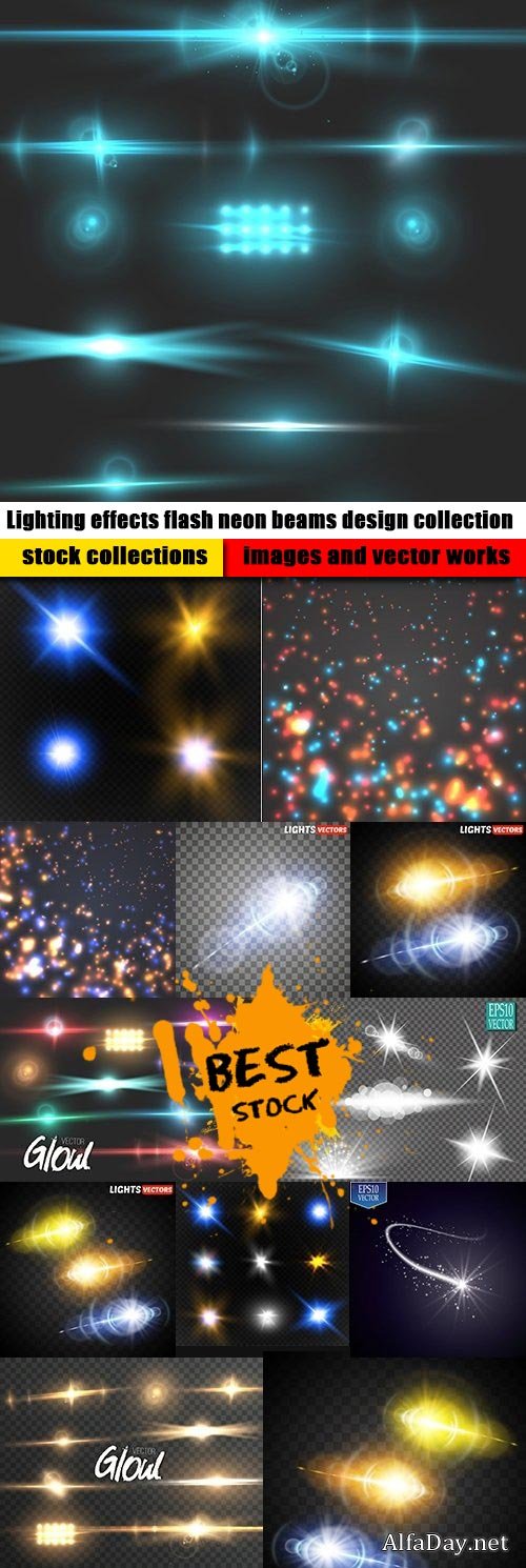 Lighting effects flash neon beams design collection