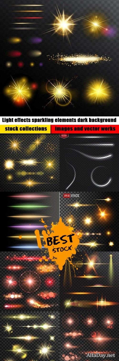 Light effects sparkling elements dark background