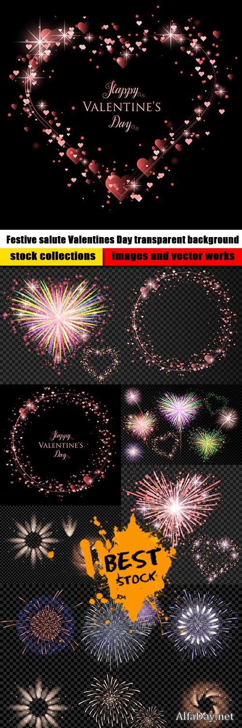 Festive salute Valentines Day transparent background