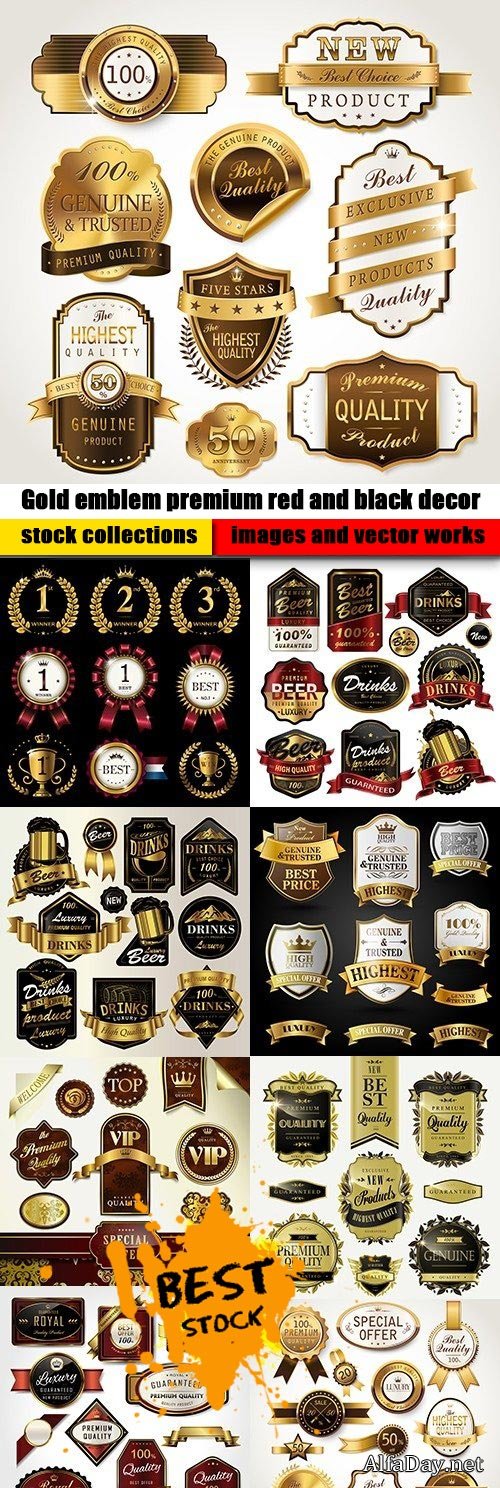 Gold emblem premium red and black decor