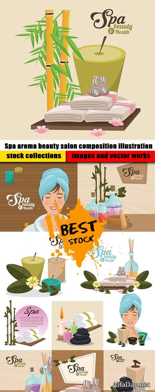 Spa aroma beauty salon composition illustration