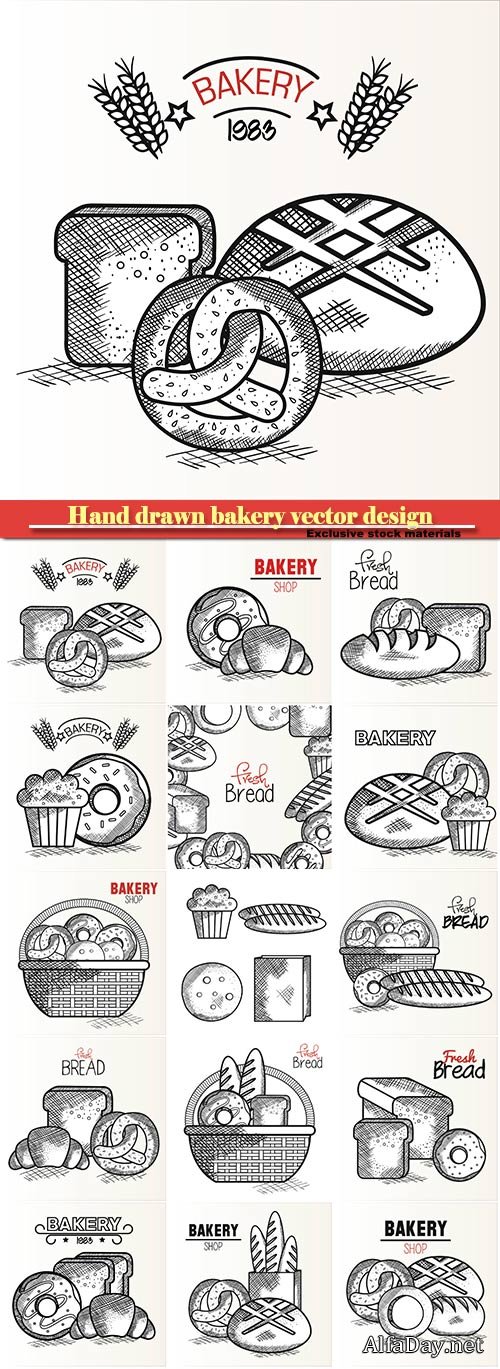 Hand drawn bakery vector design