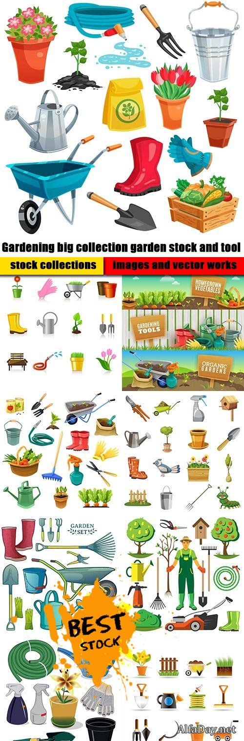 Gardening big collection garden stock and tool