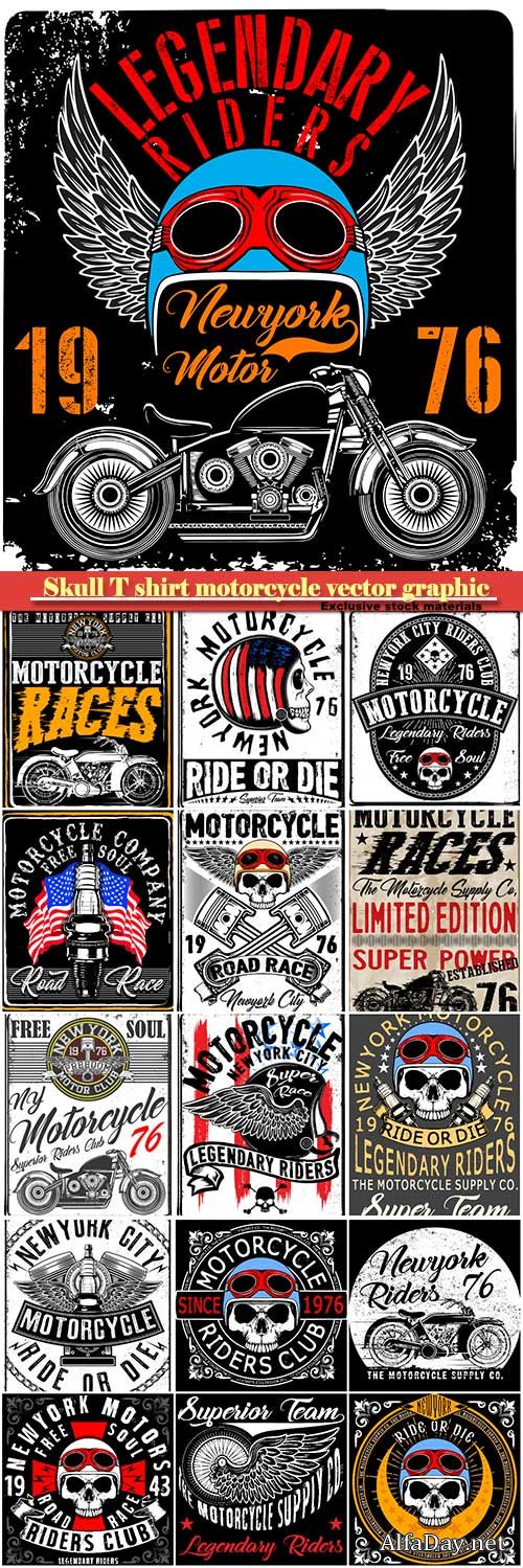 Skull T shirt motorcycle vector graphic design