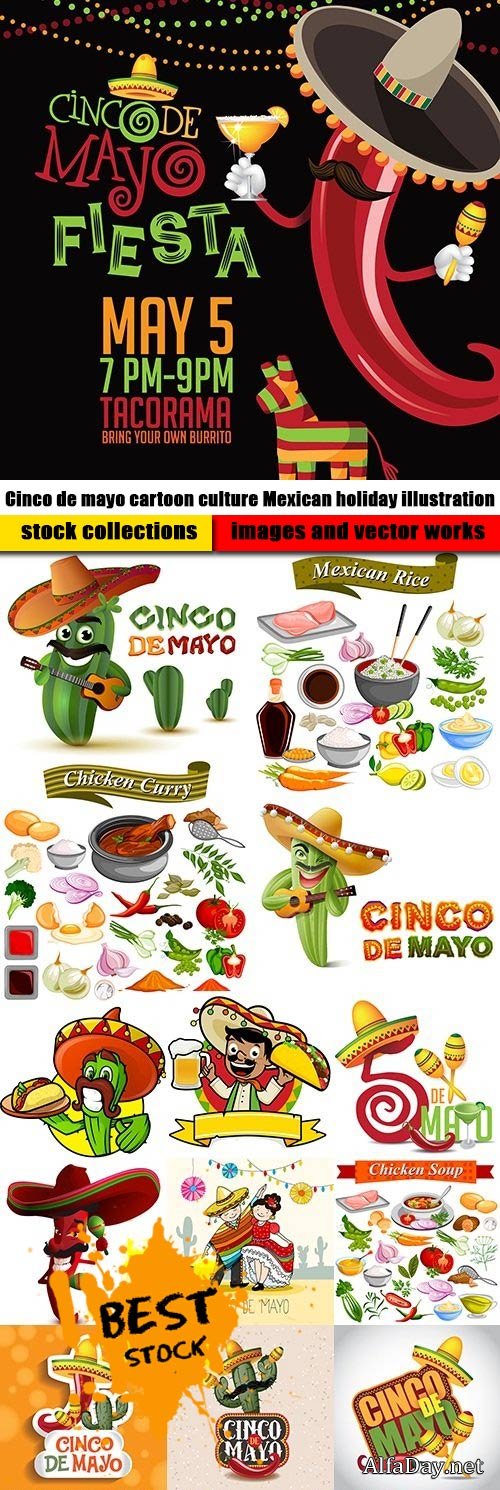 �inco de mayo cartoon culture Mexican holiday illustration