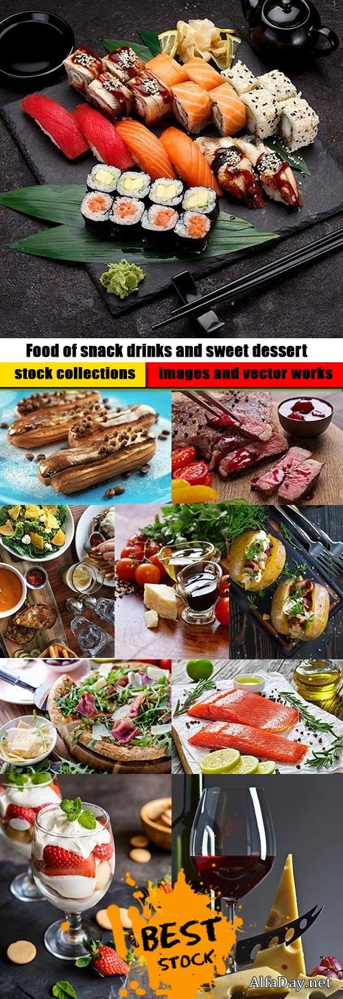 Food of snack drinks and sweet dessert