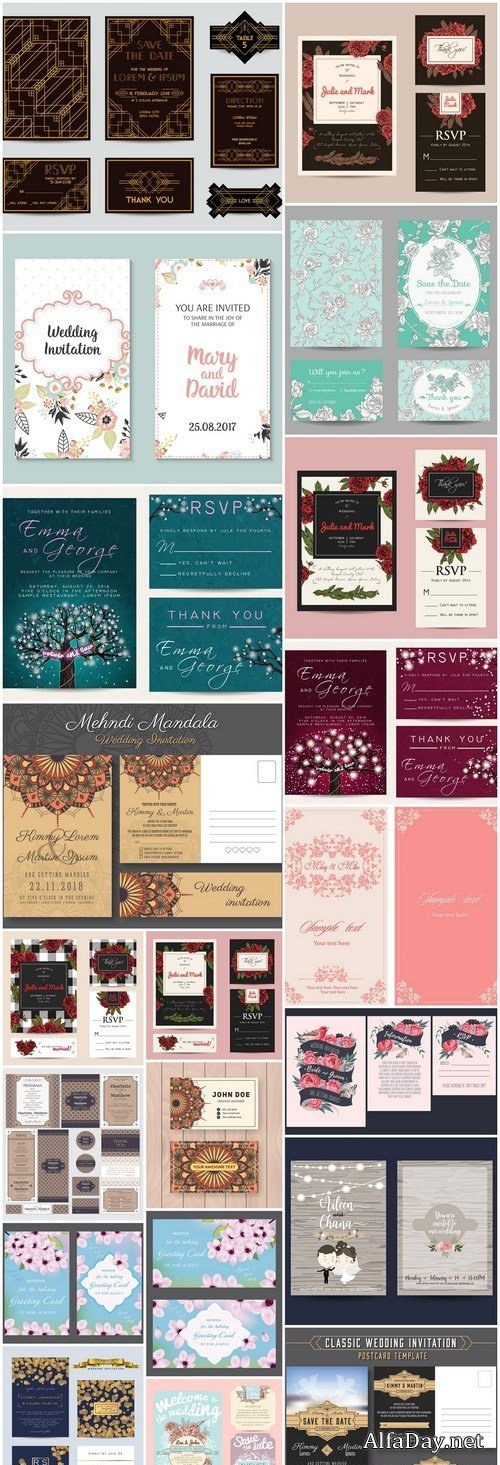 Elegant Retro Invitation Card - 20 Vector