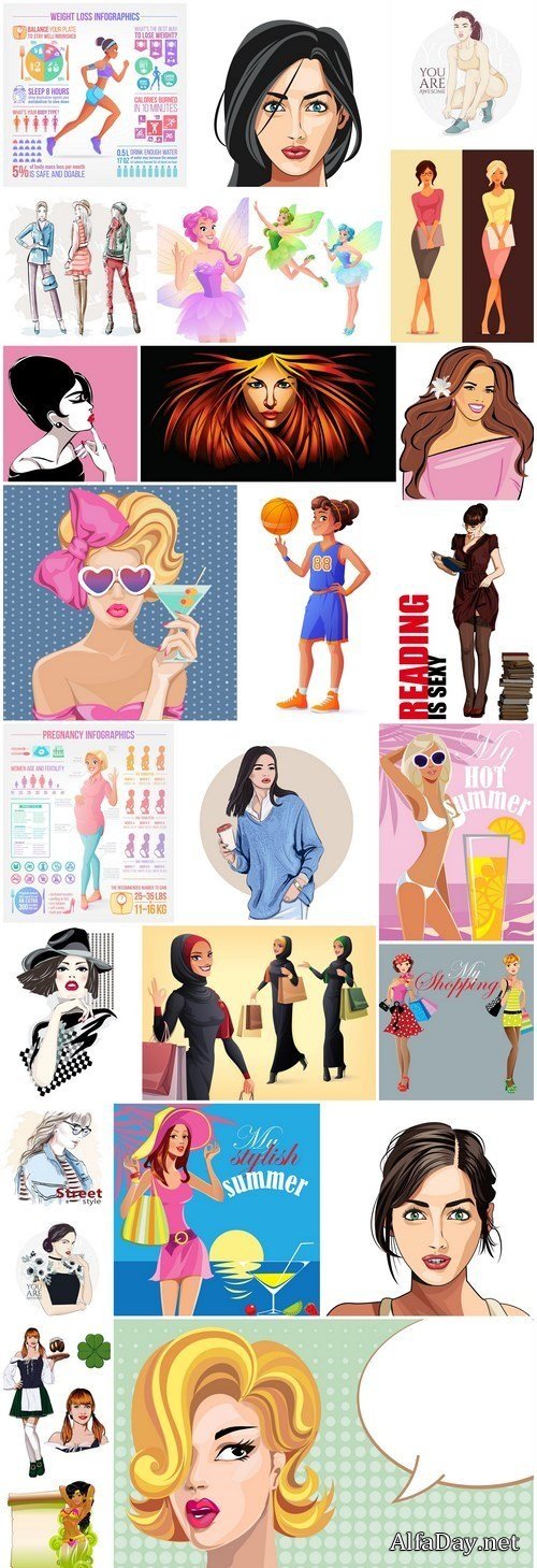 Girl Collection #19 - 25 Vector