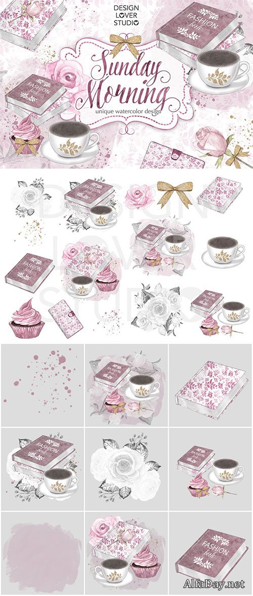 Watercolor Sunday Morning design