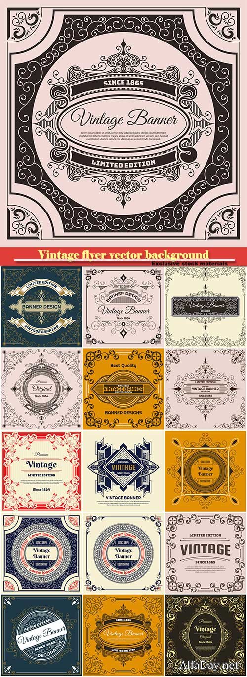 Vintage flyer vector background design template