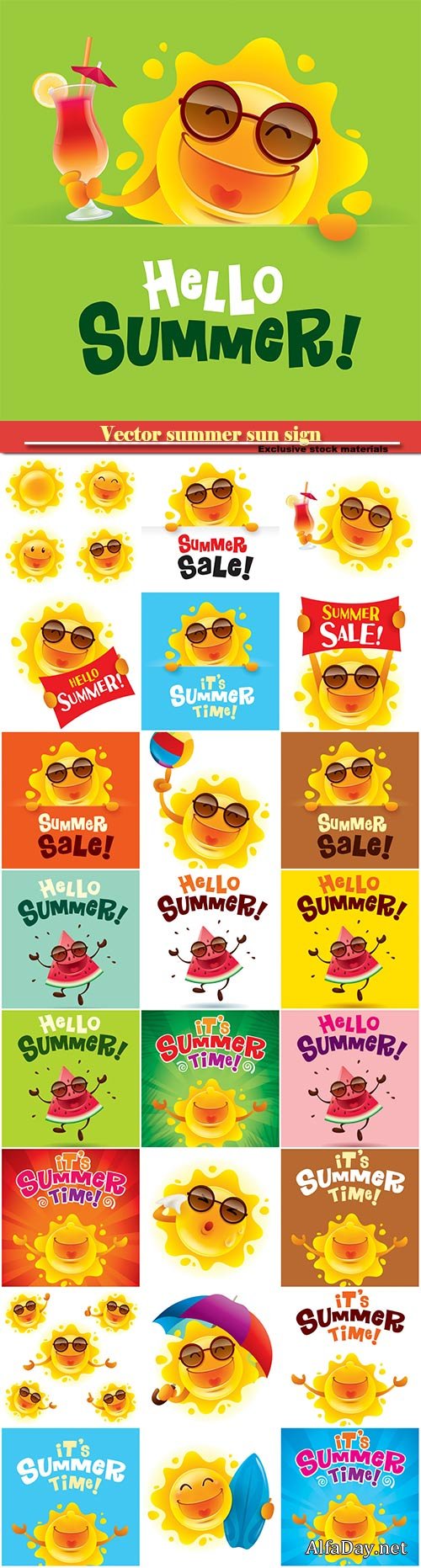 Vector summer sun sign