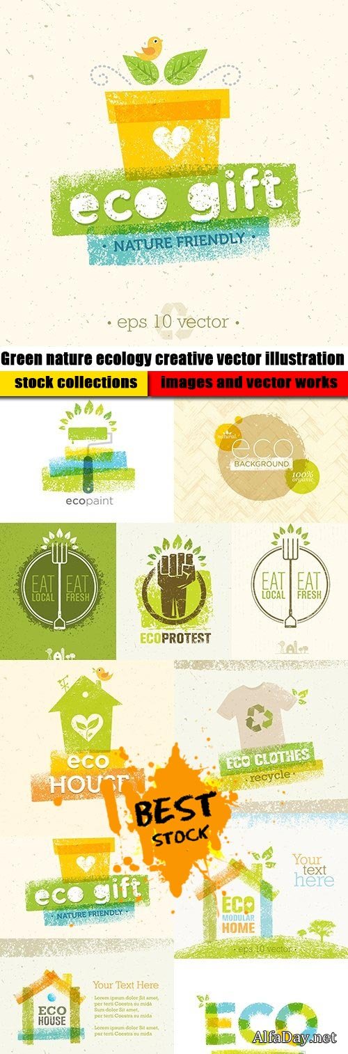 Green nature ecology creative vector illustration