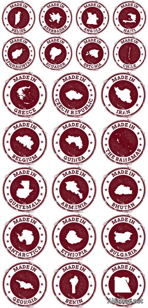 Vintage and Grunge Country Map Stamp 2 - 26xEPS Vector Stock