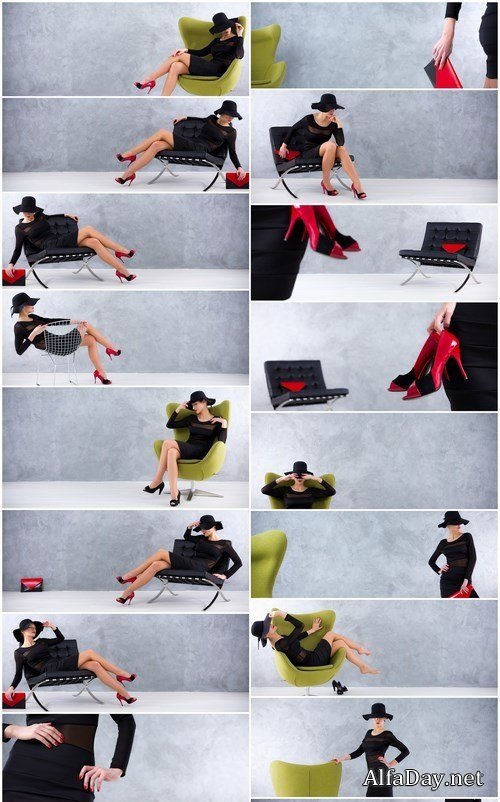 Mysterious woman in black - 18xUHQ JPEG Photo Stock