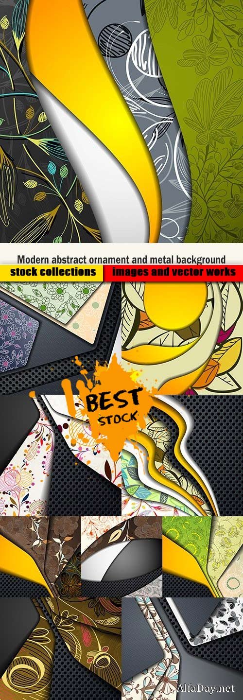 Modern abstract ornament and metal background