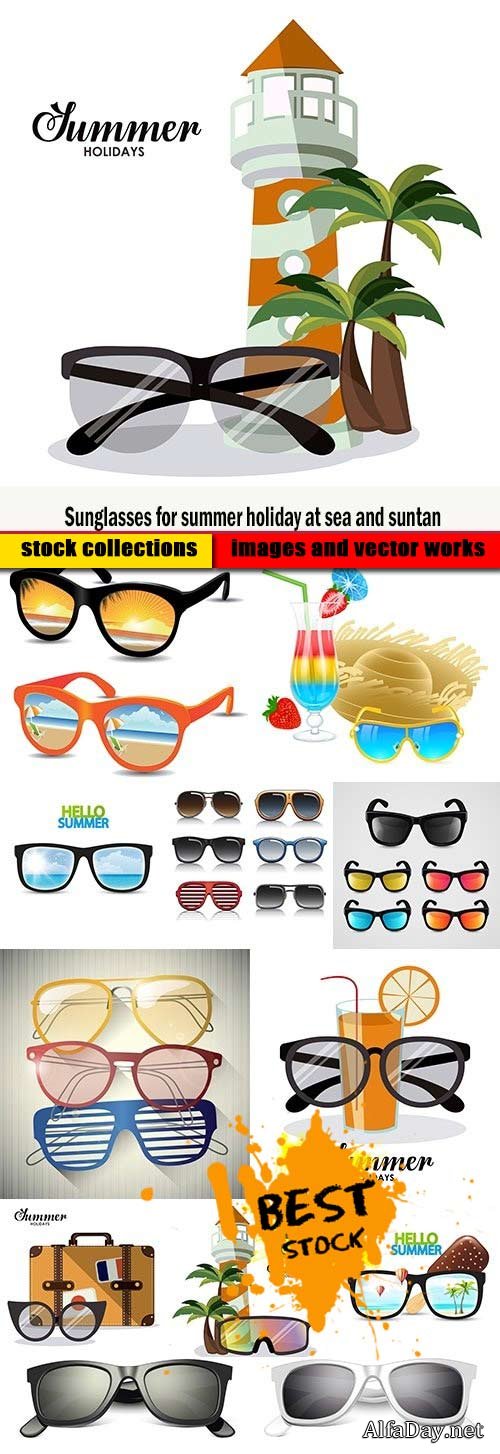 Sunglasses for summer holiday at sea and suntan