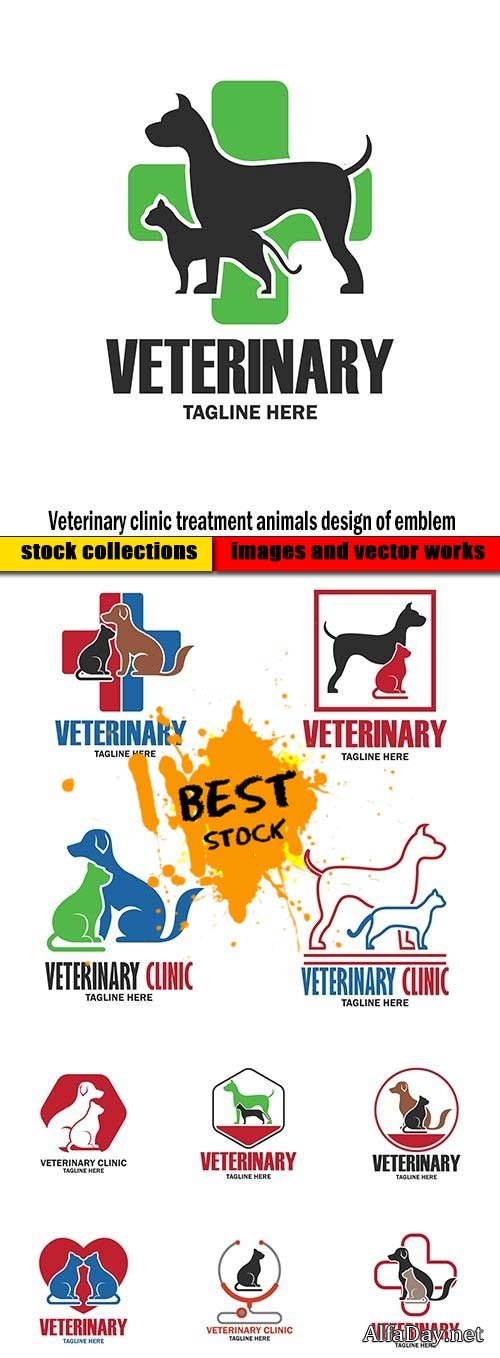 Veterinary clinic treatment animals design of emblem