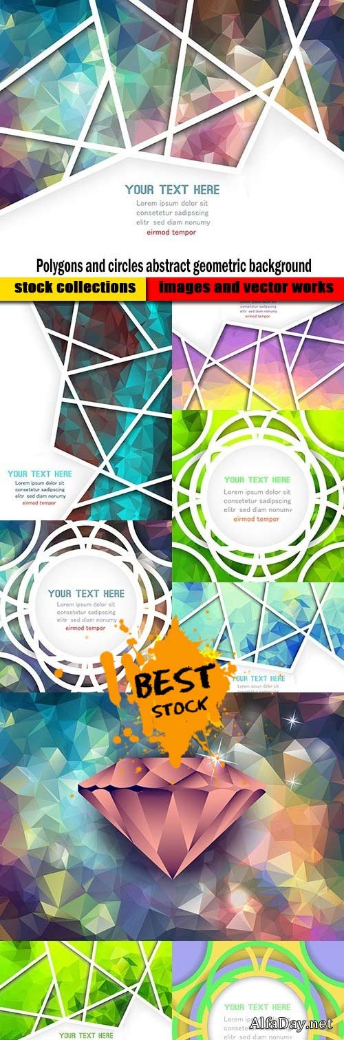 Polygons and circles abstract geometric background