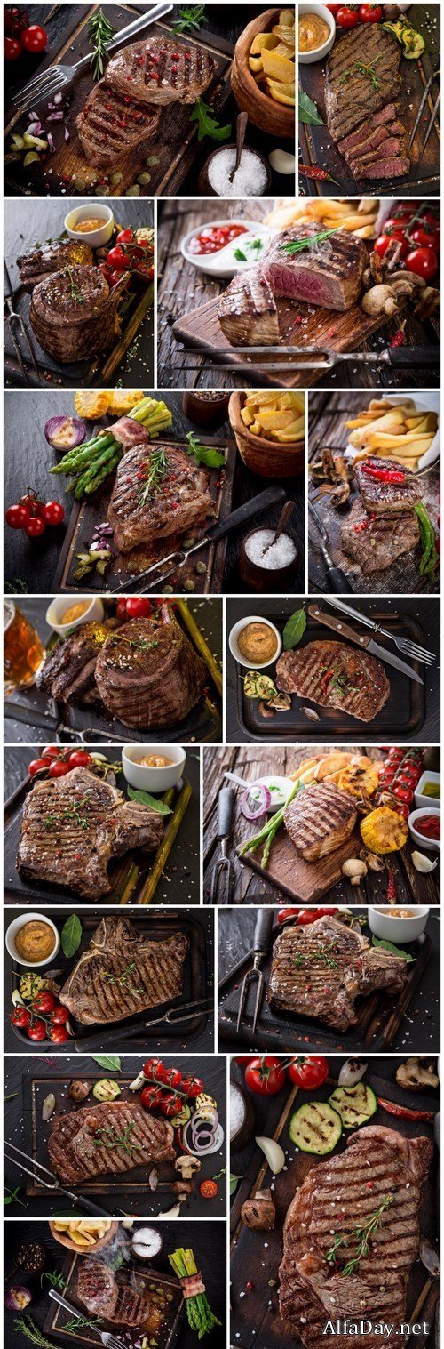 Beef Steak on Wooden Table 2 - 15xUHQ JPEG