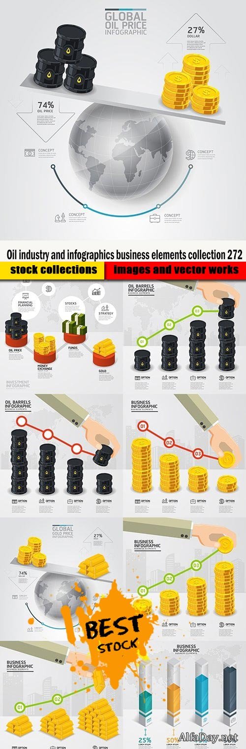 Oil industry and infographics business elements collection 272