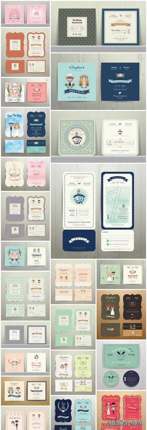 Decotative Invitation Card Collection - 25 Vector