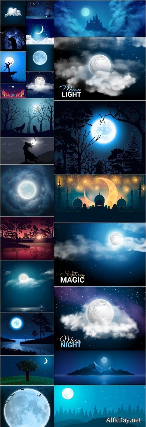 Night Nature Background - 25 Vector