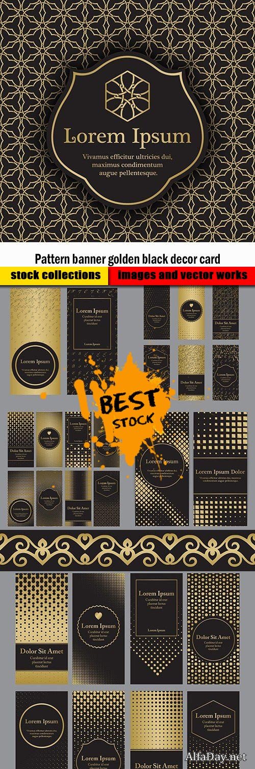 Pattern banner golden black decor card