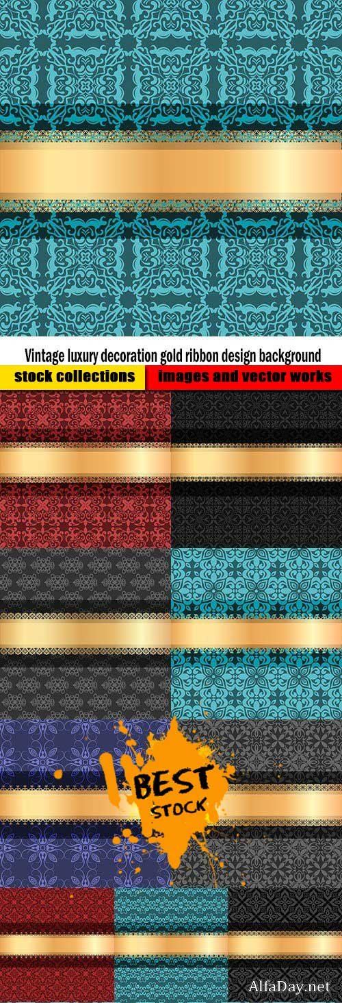 Vintage luxury decoration gold ribbon design background