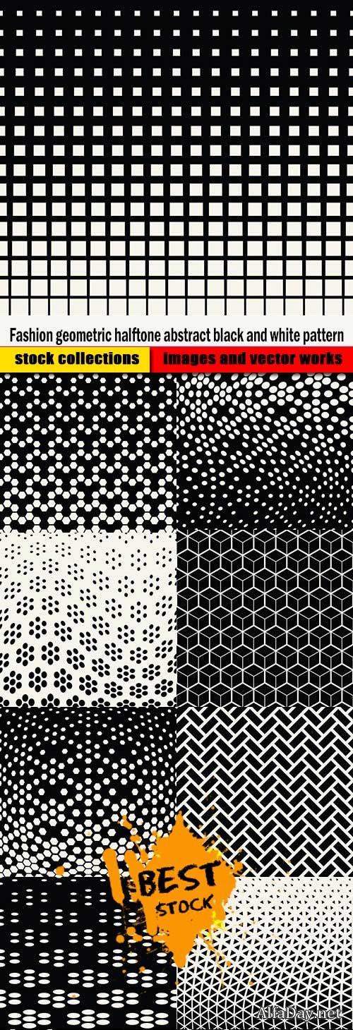 Fashion geometric halftone abstract black and white pattern